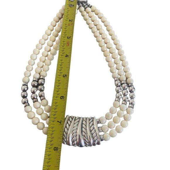 CHAPAL ZENRAY ND Sterling Silver VTG 80S Statement Necklace Multistand - Picture 11 of 15